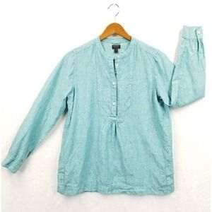 J Crew Tunic Women 4 Irish Linen Long Sleeve Henley Popover Flowy Preppy Top‎